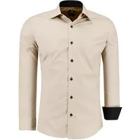 J'S FASHION Businesshemd JS12105 Slim Fit Langarm Herren Hemd mit farblich abgesetzten Elementen, Langarm Kentkragen Uni