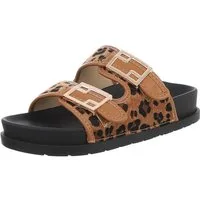 Ital-Design Bequeme Damen-Sandalen mit Schnallen fürs Freizeitstyling Pantolette (89372745) Flach Pantoletten in Braun