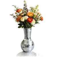 relaxdays Tischvase Disco Vase mit Spiegelglas 28 cm