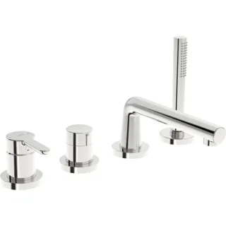 Hansa Hansadesigno Fertigmontageset 53122063 Einhebelmischer für alle 4-Loch-Einbausets, Rosette rund, chrom