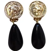 Mugello Paar Ohrclips Lydia Clips schwarz klassisch elegant festlich Tropfen leicht, made in Germany Designer JustWin, Statementohrringe