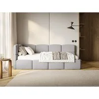 Selsey Jugendbett CLOUDY, mit Eck-Kopfteil, Lattenrost, Bettkasten und Easy-Clean-Samt, 90 cm