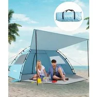 Elegear Strandmuschel mit Sonnendach für 4-5 Personen, Pop Up Strandzelt (UV Schutz UPF 50), Personen: 4 (1 tlg), Strandmuschel Tragbares mit Sandsäcken, Erdspießen und Seilen