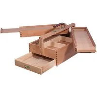 Artina Aufbewahrungsbox Malkasten Vannes, Malkoffer mit 4 Staufächern, 39x23x17,5 cm, Utensilienbox, Holzkoffer,Bastelkoffer mit Tragegriff - Nähkasten