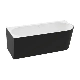 VitrA Geo Badewanne back to wall Ecke links 165 x 75 cm mit verdecktem Schwarz Matt,65430006028 65430006028