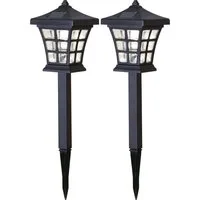 STAR TRADING LED Solarleuchte Solar-Wegleuchte Nippon, Tageslichtsensor, LED fest integriert, Warmweiß, Dämmerungssensor, 2er-Set