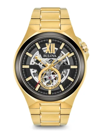 Bulova Automatic Gold Herren Armbanduhr 98A178