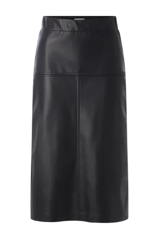 Rich & Royal - Fake Leather Midi Skirt black - Gr. - 38