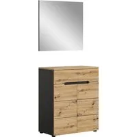 Home affaire Garderoben-Set REHAT, TOPSELLER!, 2-teilig, Breite 80cm, individuell erweiterbar, (Set, 2-St., bestehend aus: Garderobenspiegel und Schuhkommode), Garderobenkombination, Kombination, Set, Flurgarderobe, Diele
