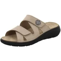 AFS-Schuhe 280812 Wechselfußbett Pantolette für Damen mit Keilabsatz, bequeme Sandalen aus Leder