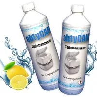 BlueCraft Sanitärflüssigkeit 1 L für mobile Camping Toiletten Sanitärzusatz Campingtoilettenreiniger (Toilettenzusatz WC Konzentrat Tankzusatz mit Citronenduft, [2-St. Sanitärkonzentrat für Abwassertank Zusatz für Chemietoiletten)