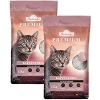 Dehner Katzenstreu Ultra mit Babypuder-Duft, klumpend, 100% Betonit, extra fein und staubarm, schnell klumpend, extrem geruchsbindend