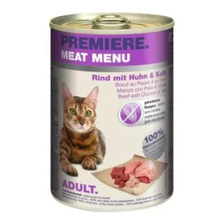 PREMIERE Meat Menu Nassfutter Katze Adult Rind mit Kalb und Huhn 12x400 g