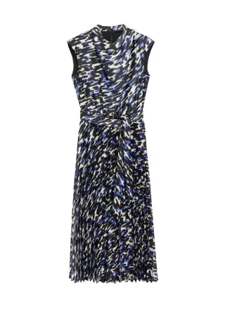 s.Oliver BLACK LABEL - Bedrucktes Midikleid weiß - Gr. - 46
