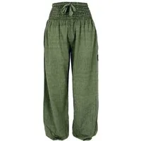 Guru-Shop Relaxhose Muckhose, Aladinhose mit breitem Bund - grün Ethno Style, alternative Bekleidung