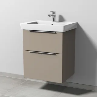 Sanipa 3way Waschtischunterbau zu Villeroy & Boch Subway 2.0 Waschtisch mit 2 Auszügen, Sandgrau-Mat UF61167