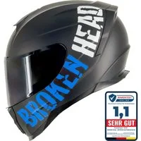 Broken Head Motorradhelm BeProud Sport Blau (Mit Schwarzem Visier), Hochwertiges Design