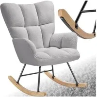 tectake Schaukelstuhl gepolsterter Sessel mit Bouclé-Bezug, 68 x 96 x 97 cm (Wippstuhl Torve, 1 St), Kuscheliger Bouclé-Bezug mit stilvollem Steppmuster