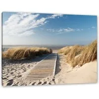 Pixxprint Leinwandbild Weg zum Strand durch die Dünen, Weg zum Strand durch die Dünen (1 St), Leinwandbild fertig bespannt, inkl. Zackenaufhänger