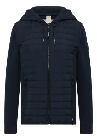 Cecil - Hybride Steppjacke mit Kapuze und Reißverschluss blau - Gr. - XS