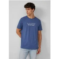 s.Oliver Kurzarmshirt T-Shirt Meliertes T-Shirt mit Rollkante und Frontprint