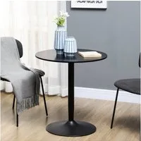 HOMCOM Esstisch Moderner Küchentisch mit Stahlfuß (Küchentisch, 1-St., Esszimmertisch), für Wohnzimmer, Ø70 x 75 cm, Schwarz