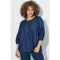 Ulla Popken Longbluse Jeansbluse Empire-Silhouette Rundhals