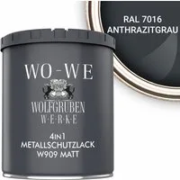 WO-WE Metallschutzlack Metalllack Metallfarbe Metallschutzfarbe MATT W909, 0,75L - 5L, Außenbereich