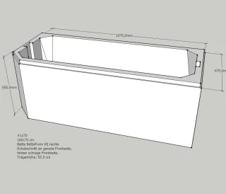 Neuesbad Wannenträger für Bette Profi-Form 160x70 Kopfende re SW10045