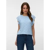 Vero Moda Rundhalsshirt VMTASSA SL FRILL TOP NOOS Materialmix, loose fit