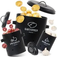 Zedelmaier Vorratsdose Vorratsdosen 3er Set für Kartoffeln, Zwiebeln,Knoblauch