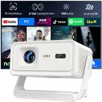 XGODY Gimbal A1 Smart Projektor – Android 14, WLAN 6, BT 5.4, Autofokus LCD-Beamer (400 lm, 10000:1, 3840 x 2160(400 ANSI Lumen) px, Auto-Trapezkorrektur, Tragbarer 8K-Filmprojektor)