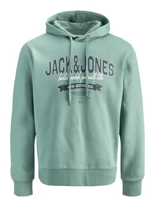 JACK&JONES - JJELOGO SWEAT HOOD 2 COL 25/26 NOOS Grün - Gr. - XS