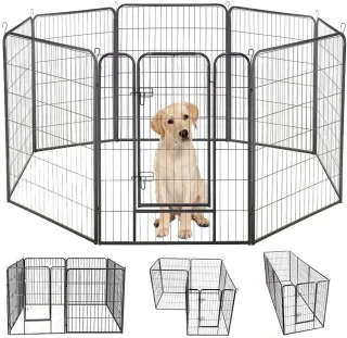PawGiant Dog Pen 8 Panels 40" Height RV Dog Fence Outdoor Playpens Exercise Pen for Dogs Metal Protect Design Poles Fold