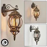 hofstein Außen-Wandleuchte »Meyen« Wandlampe abwärts aus Metall in Braun/Gold/Klar, ohne Leuchtmittel, Wandleuchte mit E27, Außenleuchte für Terrasse, Veranda und Hof, IP44