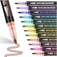 FOUORTUNATE-BEE Filzstift 12 Filzstifte Outline Stifte Glitzerstifte Magische Stifte, (12-tlg)