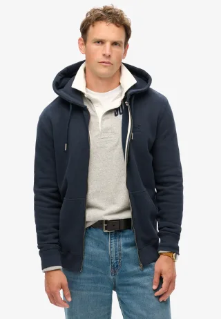 Superdry - Essential Kapuzenjacke mit Logo finster marineblau - Gr. - S