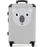 NoBoringSuitcases.com© Kinderkoffer mit leuchtende Räder - Tierporträt - Koala - grau 67 cm - 72 L, 4 Rollen, Mittelgroßer Reisetasche mit Rollen für 20kg, Kinderkoffer