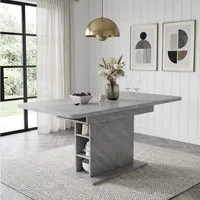 KLAM HOME Esstisch Küchentisch mit Stauraum (Tischplatte bis 130cm ausziehbar), 110x70x75 cm Esstisch Freizeittisch Couchtisch aus Metall und MDF