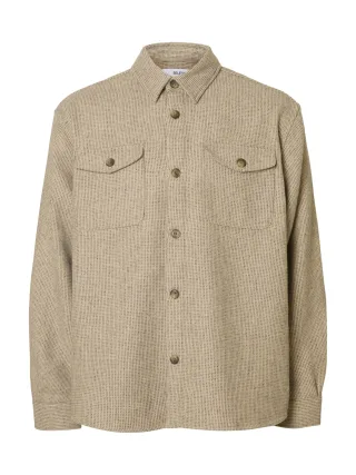 selected men - SLHRLXPABLO WOOL BLEND OVERSHIRT oatmeal - Gr. - L