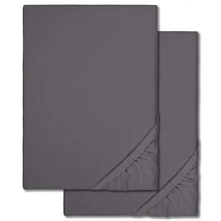 Spannbettlaken Winterflausch anthrazit 180 x 190 - 200 x 200 cm, 68% Baumwolle, 32% Polyester Doppelpack