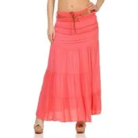 malito more than fashion Sommerrock malito Damen Maxi Rock mit Strickmuster, langer Rock mit Gürtel, luftiger Maxirock