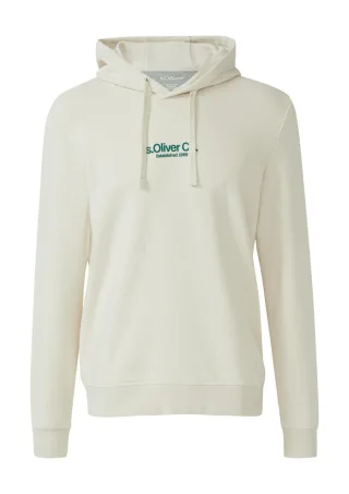 s.Oliver Red Label - Kapuzenpullover aus Baumwollmix mit Label-Print beige - Gr. - M
