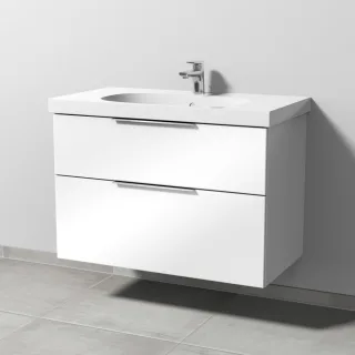 Sanipa 3way Waschtischunterbau zu Geberit Acanto Waschtisch mit 2 Auszügen, Weiß-Glanz UF41878