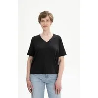 MELA Kurzarmshirt V-Neck T-Shirt Style ANKITA Kragen aus Single Jersey