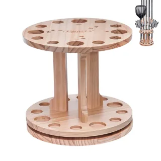 ZANLURE 360 ° Rotation Wooden 12 Slots Round Fishing Rod Holder Circular Floor Rack Organizer Stand Display Holds Thick