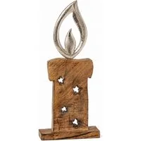 Wurm Weihnachtsfigur Dekofigur Kerze aus Holz und Metall Braun Silber 37 cm Weihnachten