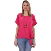 malito more than fashion Blusenshirt malito Damen Blusenshirt 10508 mit Bindeknoten und Kette Einheitsgröße