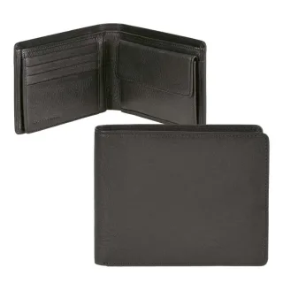 Herren Geldbörse Querformat Leder schwarz 12,5x10cm | Sonnenleder Main. Ein zeitloser Organizer für Ihre Finanzen in hochwertiger Verarbeitung.