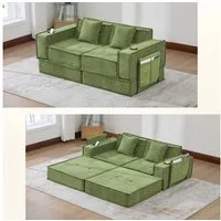 Odikalo 2-Sitzer Schlafsofa Sofa mit schlaffunktion, mit zwei Kissen,mit seitlichem Stauraum und Getränkehaltern